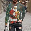 Kadın Tişörtleri Noel Üstleri 3D Baskı Yaz Erkekler T-Shirt Sıradan Uzun Kollu Büyük Boyut Moda Külot Traend Erkek Giyim