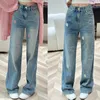 Nieuwe dames klassieke borduurbrief Casual mode dweilenbroeken blauw lange jeans vier seizoen kleding topkwaliteit sml