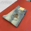 Jeans masculinos designer jeans para homens alto luxo início outono simples marca de moda europeia pesado artesanato lavado bens elástico fino ajuste perna pequena 4sfv