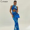 Casual Jurken Leuke Sexy Hollow Out Backless Print Lange Jurk Dameskleding 2024 Zomer Mode Club Party Strandvakantie Dame