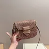 sparkly high quality handbag leather bags shiny saddle bag designer glitter brand flap shoulder bag flashy crossbody bags for woman sparkling luxurys handbags