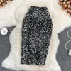 Gonne 2024 moda donna chic paillettes gonna a ruota vita alta elegante coreano hip wrap abbigliamento estivo casual P391