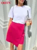 Skirts OOTN Office Black High Waist Women 2024 Summer Asymmetrical Mini Spring Solid Streetwear Fashion Satin Skirt Pink