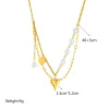 Collana con ciondolo croce farfalla cuore perla in oro giallo 14k per regali di gioielli con catena clavicola per ragazze di moda