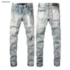 Designer jeans voor heren broek paarse jeans Heren Jeans Distressed Ripped Slim Fit Motorcycle Mans gestapelde jogging klassieke jeans februari 03