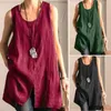 Summer Sleeveless Split Tanks Tops ZANZEA Women Cotton Linen Blouse Vintage Solid Party Shirt Female Blusas Tunic Tops Tee 240126