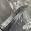 Najwyższej jakości wysokiej klasy Damascus prosty nóż 9CR18MOV prosty punkt Blade Ebony Stały noża ostrza ze skórzaną osłoną