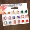 Boucles d'oreilles à clous en cristal de Zircon pour femmes et filles, ensemble de perles en métal géométriques Vintage, bijoux tendance, cadeaux, 2024