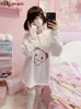 Kvinnors t shirts 2024 för kvinnor japanska tshirts preppy stil mode vita tees o-hals långärmade tecknad skjorta avslappnad koreanska y2k toppar
