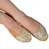 Chaussures de pratique droites en or danse du ventre chaussures professionnelles pour femmes adultes pantoufles plates avec semelles en cuir de ballerine 240119