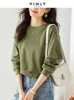 Women's Hoodies Vimly 2024 Autumm Casual Loose Sweatshirts Women Long Sleeve Crop Tops Round Neck Asymmetrical Hem Pullovers Streetwear