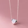 Chains TrustDavis Girls 925 Sterling Silver Sweet CZ Heart Necklace Luxury Pendant For Women Girl Party Gift Fine Jewelry DS4091