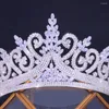 Saç klipleri zirkonya shinning prenses taç kraliçesi kristal düğün gelin tiaras