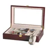 Luxuriöse Uhrenbox aus Holz mit 2/3/5/6/10/12 Fächern, rote Boxen, Einbrennlack, für Zuhause, Schmuck, Aufbewahrung, Organizer, transparentes Glas, Show 240129
