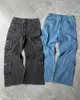 Pantaloni Jeans larghi Pantaloni larghi a gamba larga drappeggiati retrò Pantaloni cargo con tasca grande casual Y2k Denim Uomo Abbigliamento uomo strappato 240124