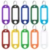 Porte-clés 10pcs / lot Étiquettes de clé en plastique dur avec fenêtre d'étiquette d'anneau fendu pour le kit de chaîne de bricolage Numéroté Nom Bagages Bagages