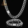 Prezzo all'ingrosso Collana a catena cubana Moissanite da 8 mm. Bracciale hip-hop in argento 925 con taglio brillante rotondo