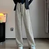 Pantaloni da donna GIDYQ Nero Bianco a righe Gamba larga Donna Coreano Allentato Casual Pantaloni a vita alta Y2k Streetwear Harajuku Hip Hop Pant