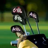 10Pcs/Set Golf Iron Headcover PU Embroidery Waterproof Protector Golfs Head Cover Set Golf Putter Cover Golf Headcover 240127