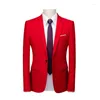 Herenkostuums 22 kleuren Formeel jasje Enkele knop V-hals Jurk Jas Zwart Blauw Rood Heren Slanke Blazer Lente Herfst Terno Masculino