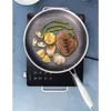 Pannor Restaurang Multifunktionellt rostfritt stål Deep Stekköttkött Non-stick Cooking Flat Pan Kitchen Gadget 24cm