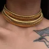 Moment 18k Guldpläterad titanstålhalsband Vintage Gypsy Elastic Choker för kvinnor flickor mode estetiska smycken