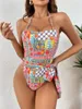 Mulheres Swimwear 2024 Sexy Impressão Maiô Mulheres Uma Peça Alta Corte Push Up Bandagem Terno Desgaste Feminino Beachwear