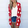 Women's Blouses Autumn Christmas Cardigan Blouse Women Long Sleeve Pockets Jackets Kimono Xmas Print Vintage Open Front Holiday Shirts