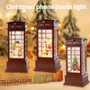 Party Decoration 2024 Christmas Year Gift Windshield Music Box Snowy Santa Claus And Tree Phone Booth Water Lamp Ornament