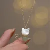 Ожерелья натуральная гетианская нефритовая пресноводная жемчуга 14 тыс. Золотое ожерелье наполнено ленивым кошачьим подвеской.