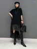 カジュアルドレスShengpalae Fashion Solid Color Dress Women's autumn's 2024 Turtleneckルーズミッドカルフメスタイド5WA181