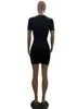 コートデザイナーの女性プラスサイズ2024女性ドレスレタープリントプリント半袖スリムフィットラップヒップドレス