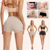 Flarixa feminino sem costura cintura alta controle de barriga shorts calcinha com guarnição de renda plana barriga moldar roupa interior bunda elevador boyshort