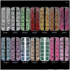 Nagelkonstdekorationer 12Grids 3D Glass Crystal Rhinestone Non Fix flatback Round Bead smycken Charm Gem Stones Diamond Manicure Parts D OTG7Z