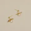 Boucles d'oreilles en argent S925, aiguille d'oreille minimaliste, perle naturelle irrégulière avec métal écologique, bijoux en or 14 carats pour femmes, jacinthe