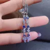 Dangle Earrings Natural Sapphire/Tourmaline/Blue Topaz S925 Sterling Silver Long Fine Fashion Weddings Jewelry For Women Mail Free FS