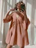 Damska odzież sutowa hiloc peplum pół rękawu bawełniana sukienka nocna Kobieta v szyja kobieta 2024 letnia swobodna kobieta sukienki luźne piżamie