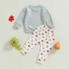 Set di abbigliamento CitgeeAutunno Halloween Bambino Neonato Ragazze Autunno Abiti Manica lunga Lettera Felpa Pantaloni zucca Set vestiti