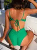 Maillots de bain pour femmes Vigoashely 2024 Sexy Green Strapped Femmes High Cut Push Up One Piece Maillot de bain Monokini Cross Hollow Beach Maillot de bain