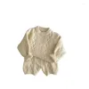 Clothing Sets Autumn Winter Children Knitted Twist Sweater Set Kid Boy Girl Retro Casual Tops Shorts 2pcs Baby Knitting Pullover Shirt Suit