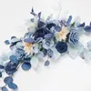 Ensemble de fleurs artificielles bleues décoratives, 2 pièces, toile de fond pour arc de mariage, fausse rangée de fleurs, décoration murale suspendue pour coin de fête
