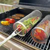 Tools 2Pcs Rolling Grilling Basket Camping Grill Greatest Ever Round Stainless Steel Mesh