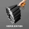 Umbrellas Automatic Ten-bone Folding Reverse Umbrella Tri-fold Reflective Strip Men And Women Business UV Protection