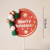 Ferramentas de bolo Feliz Natal 2024 Bênção Inserir Vermelho Verde Gold Retriever Bola Papai Noel Acrílico Feliz Ano Decoração Suprimentos