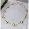 Designer Jewelry Cleef Van Four Leaf Clover Necklace Fashion Classic Four Leaf Clover Necklace Long Ten motifs 18K gold 10 Flowers Pendant MotherofPearl VAN for Wome