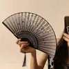 Dekorative Figuren im chinesischen Vintage-Stil, faltbarer Fächer, Kunststoffgriff, Sommer, schwarzer Bambus, Mädchen, Männer und Frauen, coole Hand