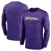 Minnesota''Vikings''men Heather Grey Sideline Team Velocity Performance Long Sleeve T-shirt