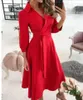 Casual Dresses Women's Spring/Summer Fashion Long Sleeve V-Neck Print Wrapped Hip Dress Elegant Butterfly Slim Fit Sets Up Pocket