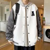 Herren Hoodies Patchwork Baseball Jacke Männer Universität Brief Männlich College Varsity Mantel Sweatshirt 2024 Koreanische Trendy Trainingsanzug