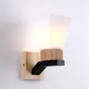 Wall Lamp Nordic LED Modern Wooden Wrought Iron Glass Aisle Bedroom Lights Fixture Sconce E27 Bulb Log Indoor Lighting